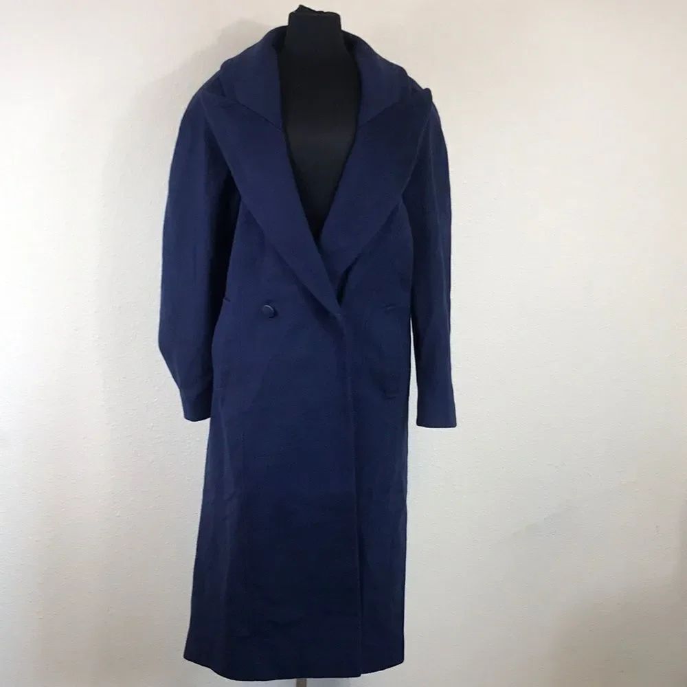 FASHIONS BY JILL MADE IN USA VTG WOOL COAT NAVY BLUE SIZE M /L